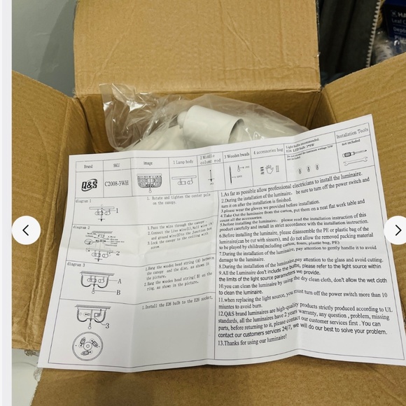 Light Fixture Ceiling Flush Mount White Wood Beaded Vintage Boho/Farm Style - Picture 9 of 9